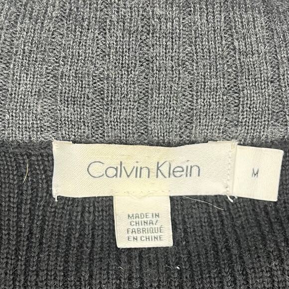 Calvin Klein Men's M Merino Blend Zip Front Two tone Black Gray Cardigan - Picture 4 of 5